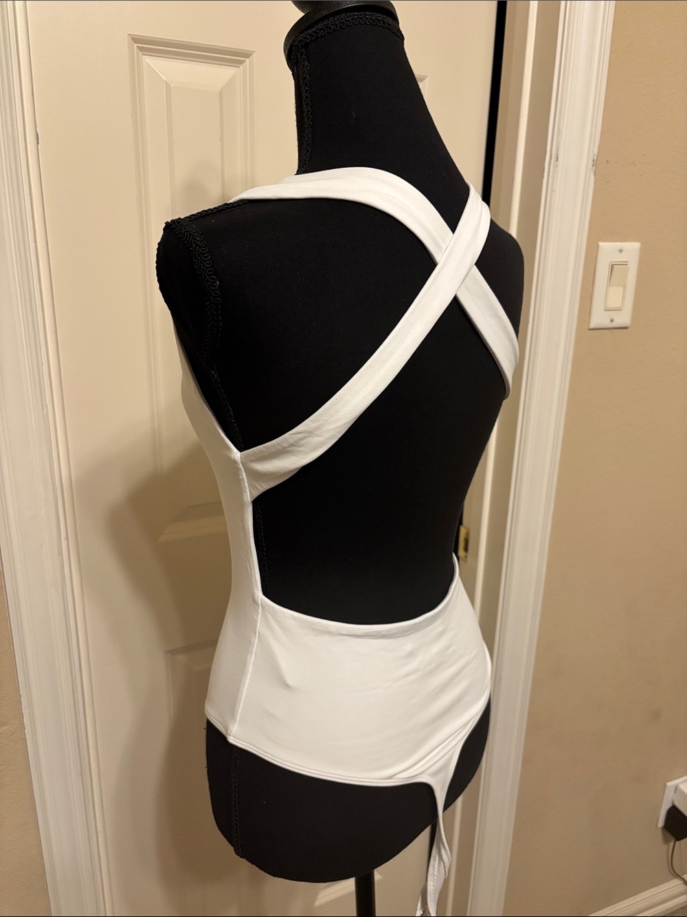 Aritzia White Crisscross Back Bodysuit